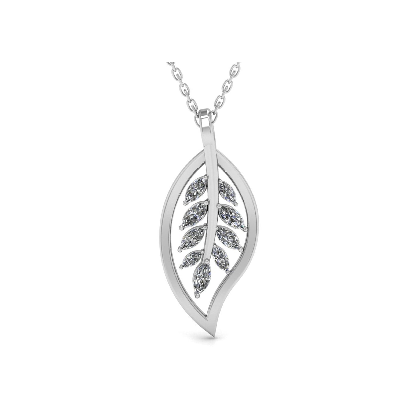 Leaf Shape Lab Grown Diamond Pendant