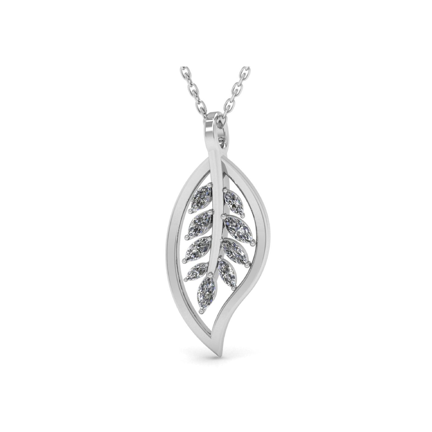 Leaf Shape Lab Grown Diamond Pendant