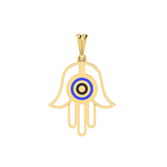 Real Gold Hamsa Hand Pendant