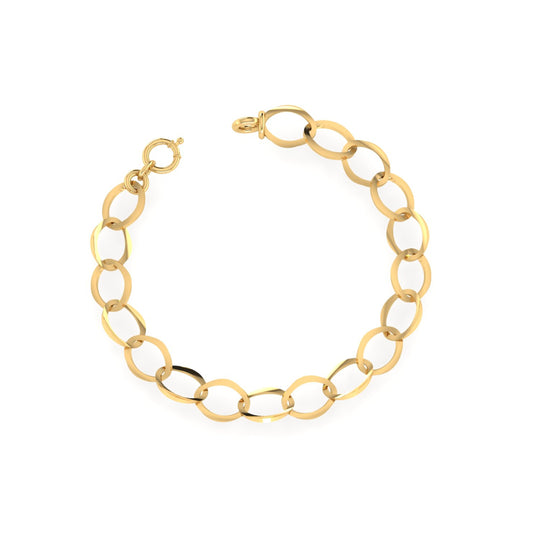 18K Pure Gold Oval Linked Bracelet
