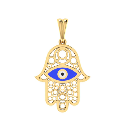 Fancy Hamsa Hand Gold Pendant