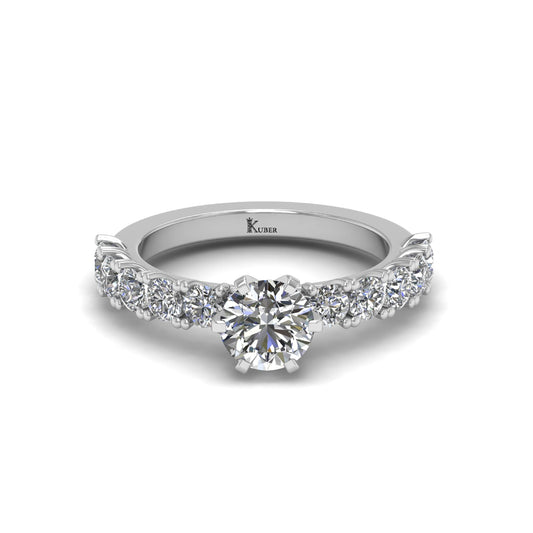 U Prong Round Shape Lab Grown Diamond Engagement Ring