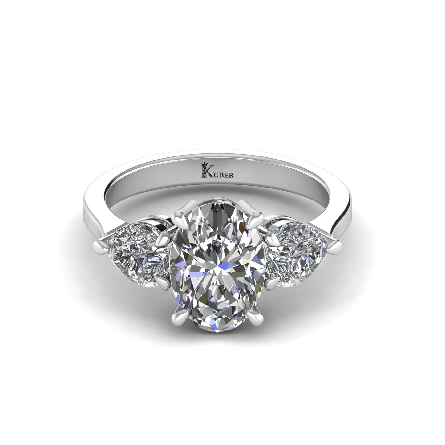 Oval Lab Grown Diamond Three Stone Engagement Ring