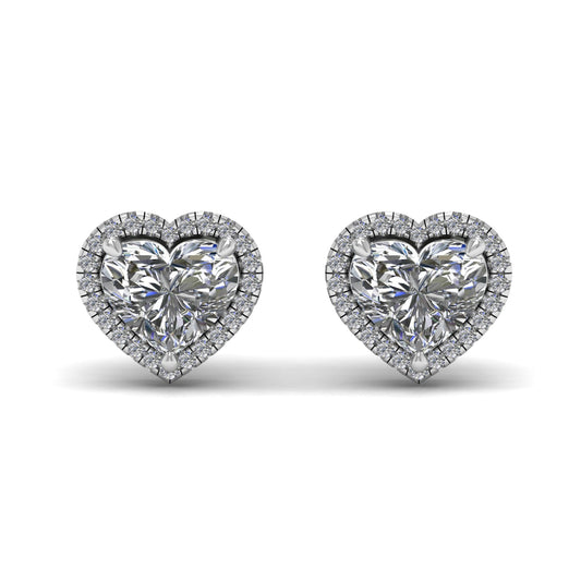 Heart Halo Lab Grown Diamond Stud Earrings