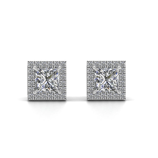 Princess Lab Lab Grown Diamond Stud Earrings With Halo