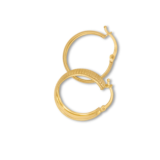 Hoop Diamond Cut Yellow Gold EarRings