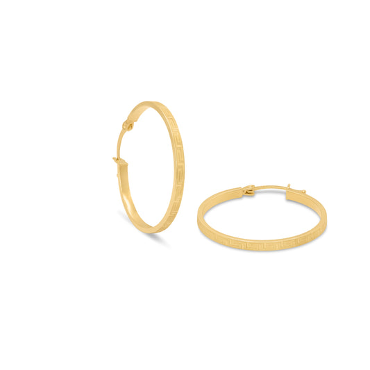 Hoop Flat Greek Motif Earrings