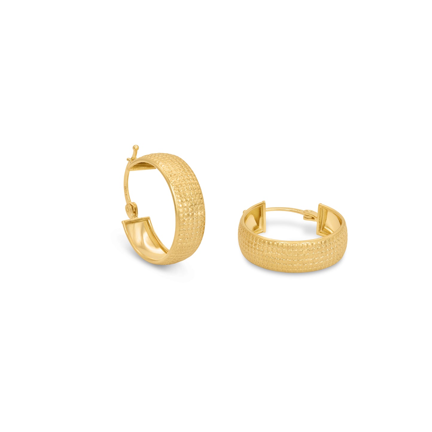 Hoop Diamond Cut Yellow Gold EarRings