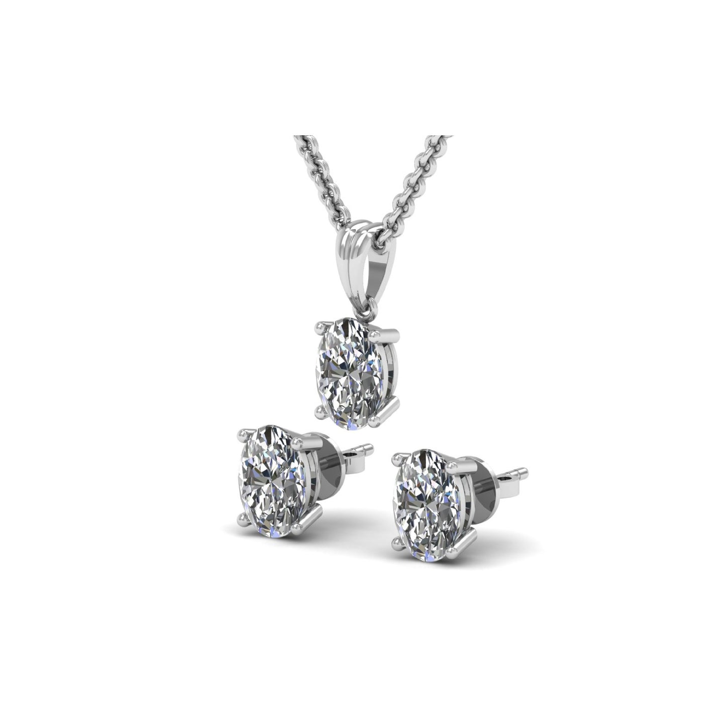 Lab Grown Diamond Solitaire Earing Pendant Set