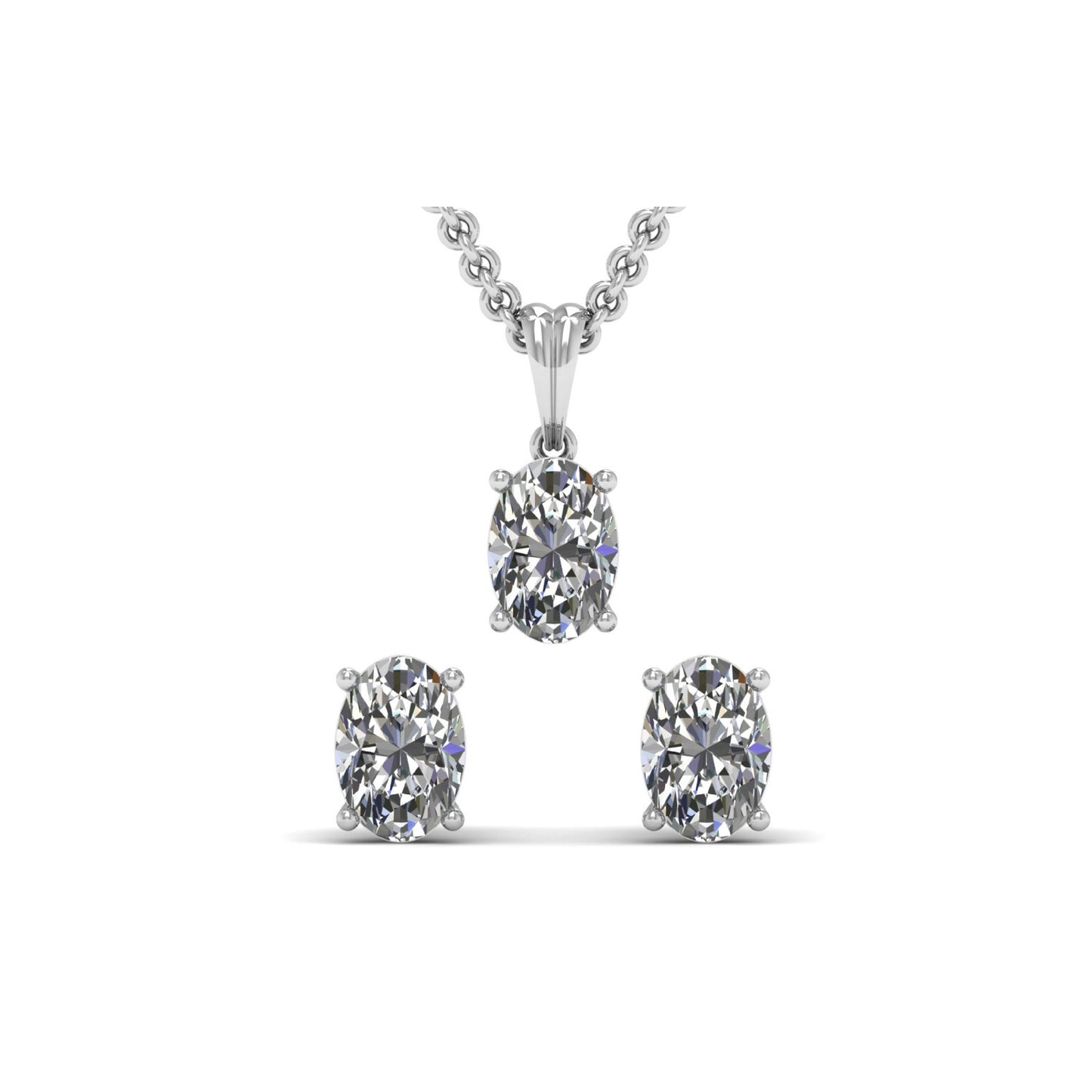 Lab Grown Diamond Solitaire Earing Pendant Set
