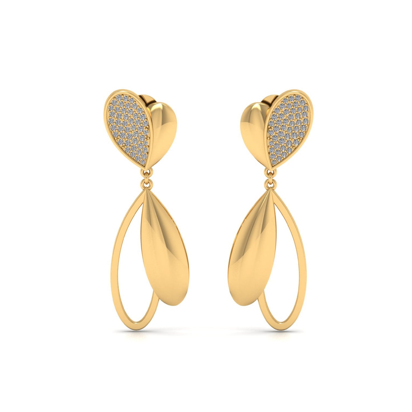Gold Polished and Lab Grown Diamond Earrings