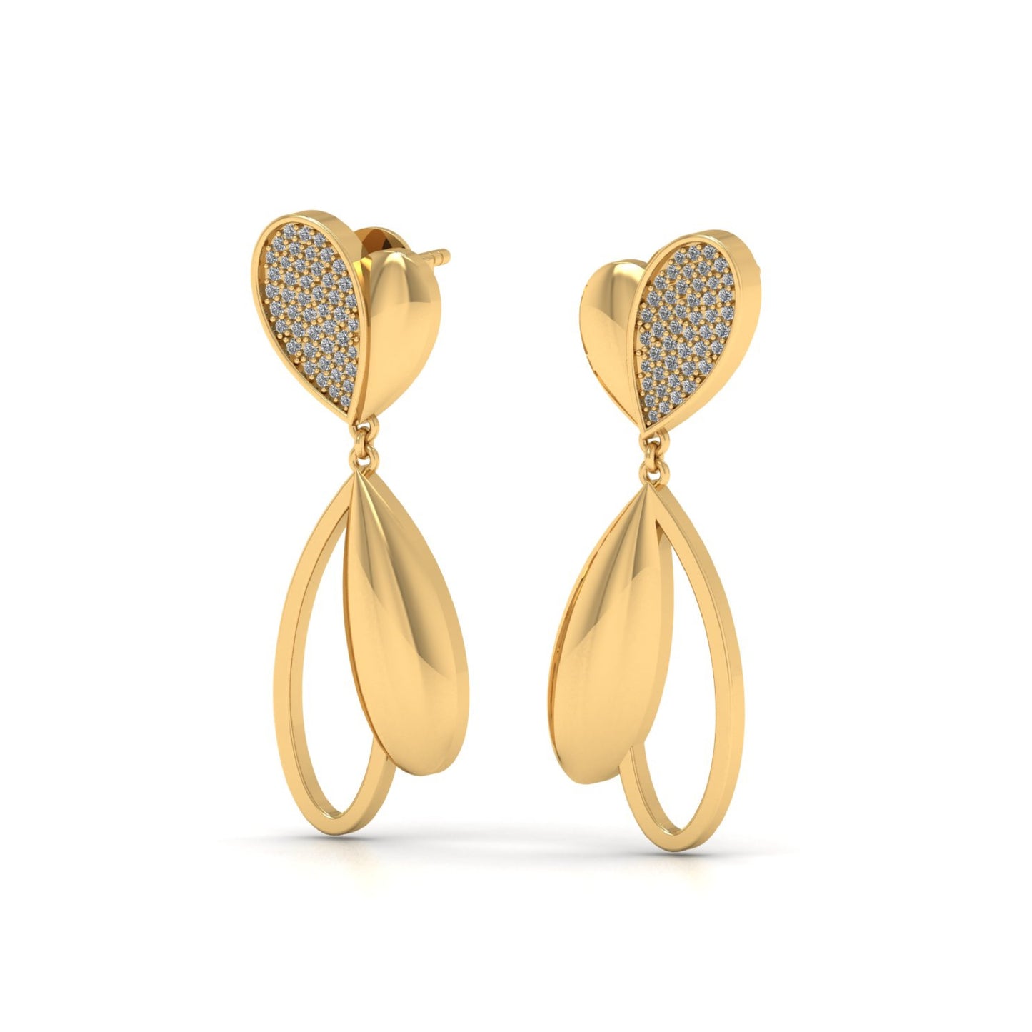 Gold Polished and Lab Grown Diamond Earrings