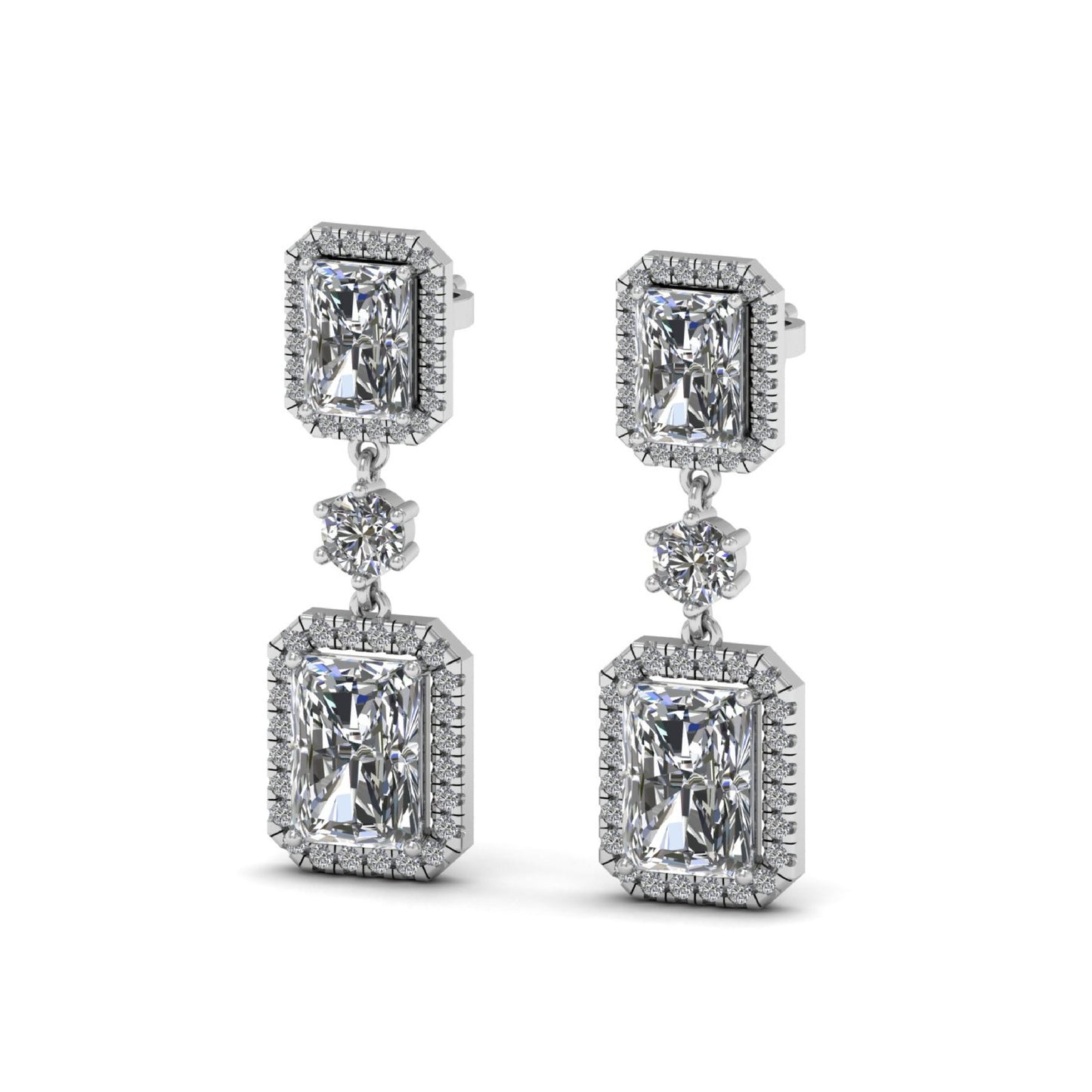 Emerald Cut Lab Grown Diamond Earrings