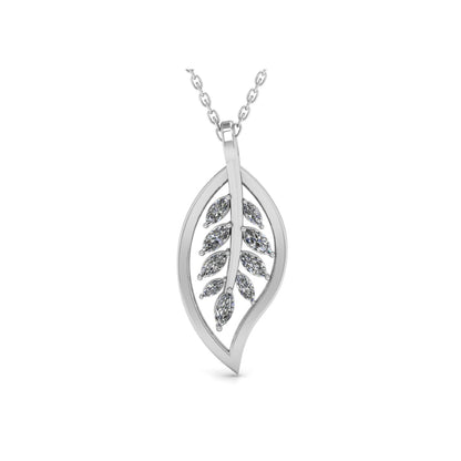 Leaf Shape Lab Grown Diamond Pendant