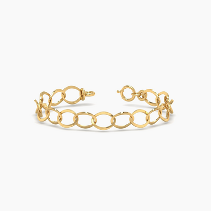 18K Pure Gold Oval Linked Bracelet