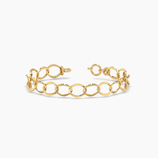 18K Pure Gold Oval Linked Bracelet
