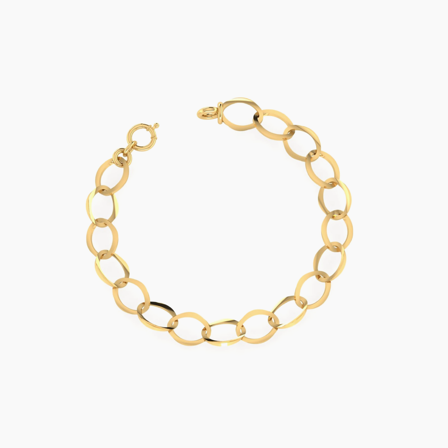 18K Pure Gold Oval Linked Bracelet