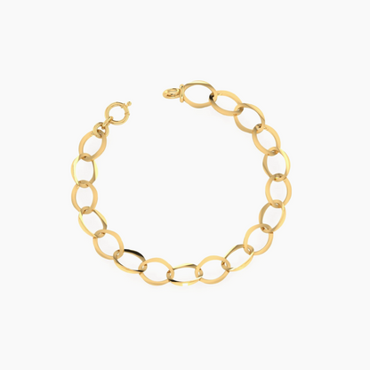 18K Pure Gold Oval Linked Bracelet