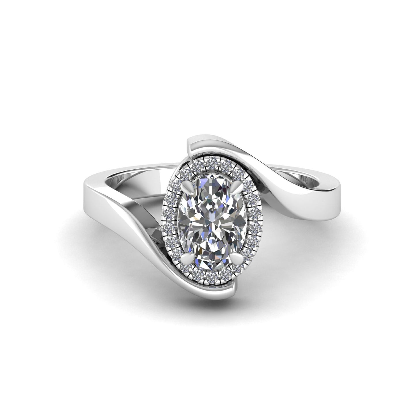 Oval Halo Curved Bypass Lab Grown Diamond Ring