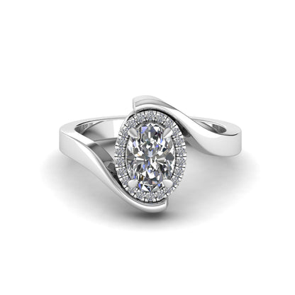 Oval Halo Curved Bypass Lab Grown Diamond Ring