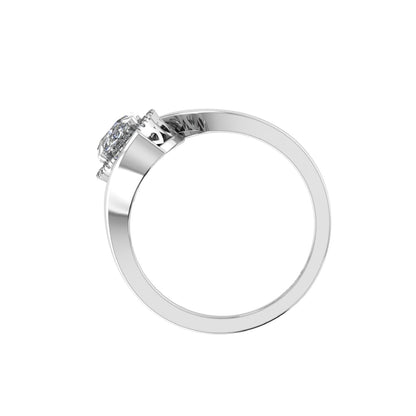 Oval Halo Curved Bypass Lab Grown Diamond Ring