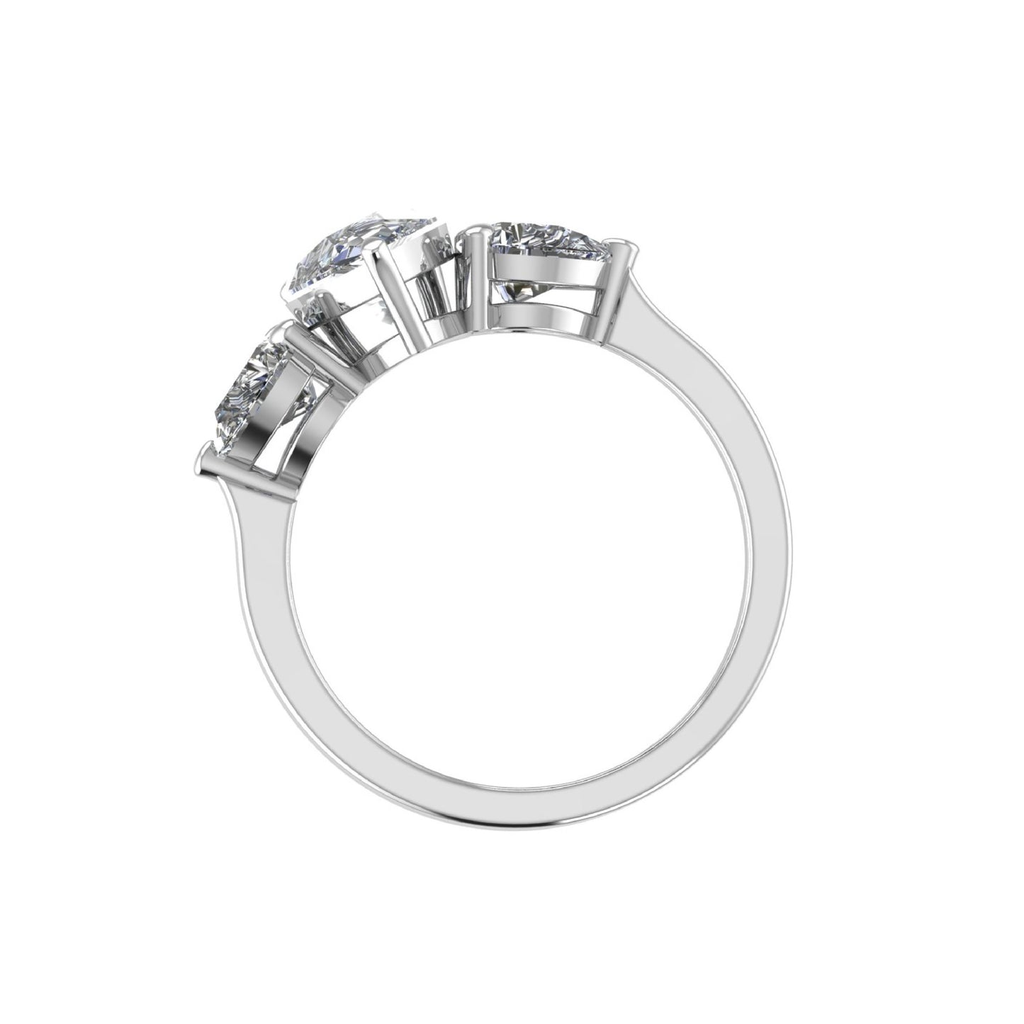 Three-Stone Emerald with Pear Side Stones Lab Grown Diamond Ring