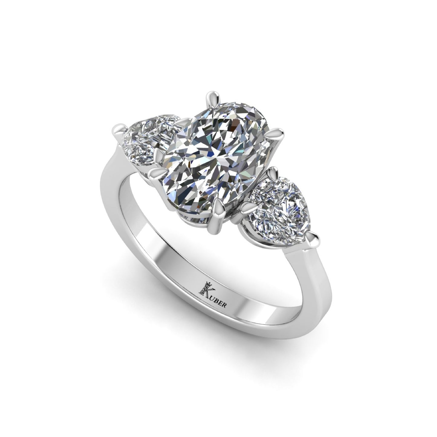 Oval Lab Grown Diamond Three Stone Engagement Ring