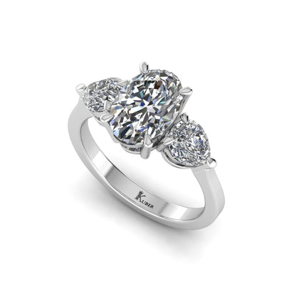 Oval Lab Grown Diamond Three Stone Engagement Ring