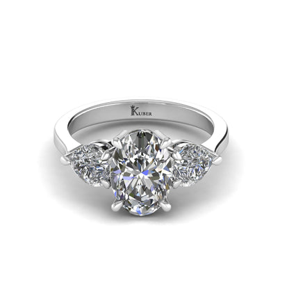 Oval Lab Grown Diamond Three Stone Engagement Ring