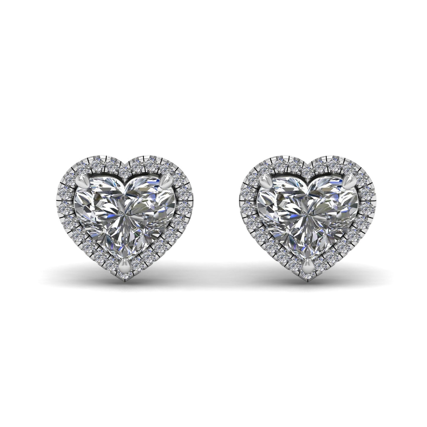 Heart Halo Lab Grown Diamond Stud Earrings