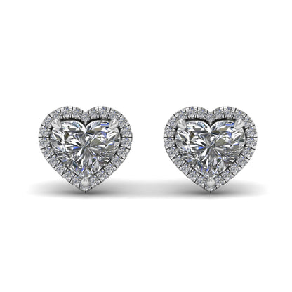 Heart Halo Lab Grown Diamond Stud Earrings