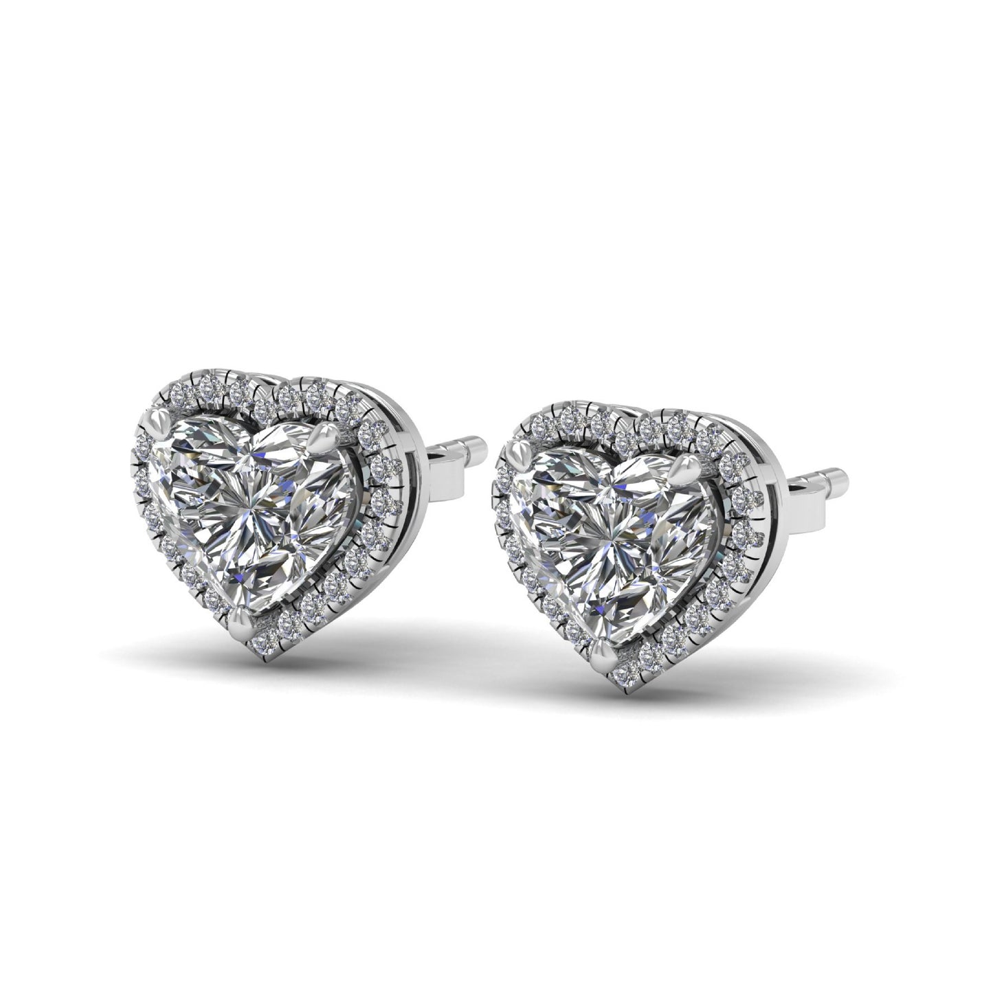 Heart Halo Lab Grown Diamond Stud Earrings
