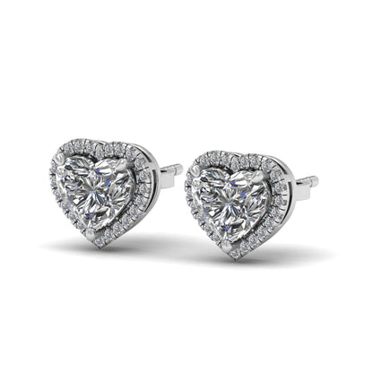 Heart Halo Lab Grown Diamond Stud Earrings