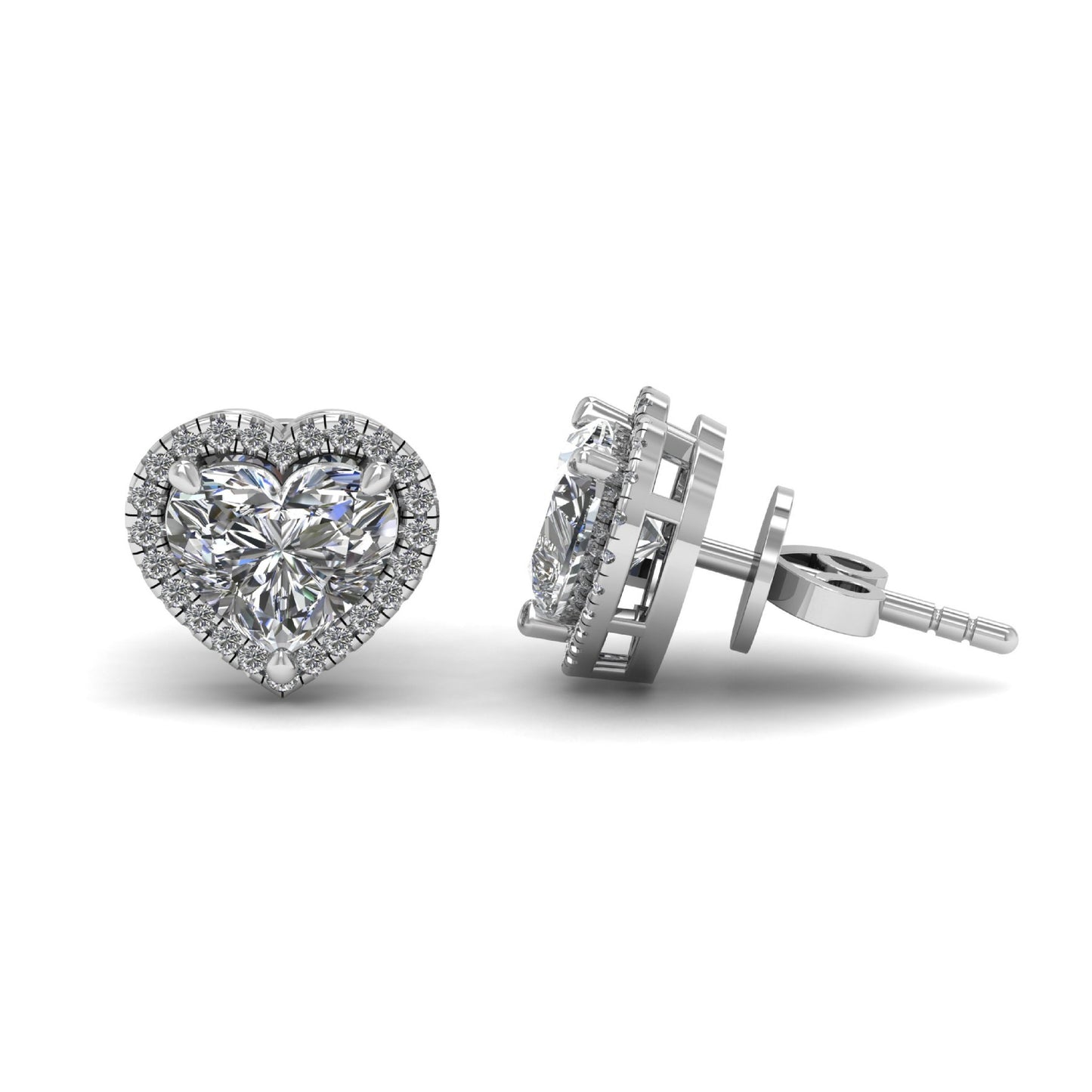 Heart Halo Lab Grown Diamond Stud Earrings