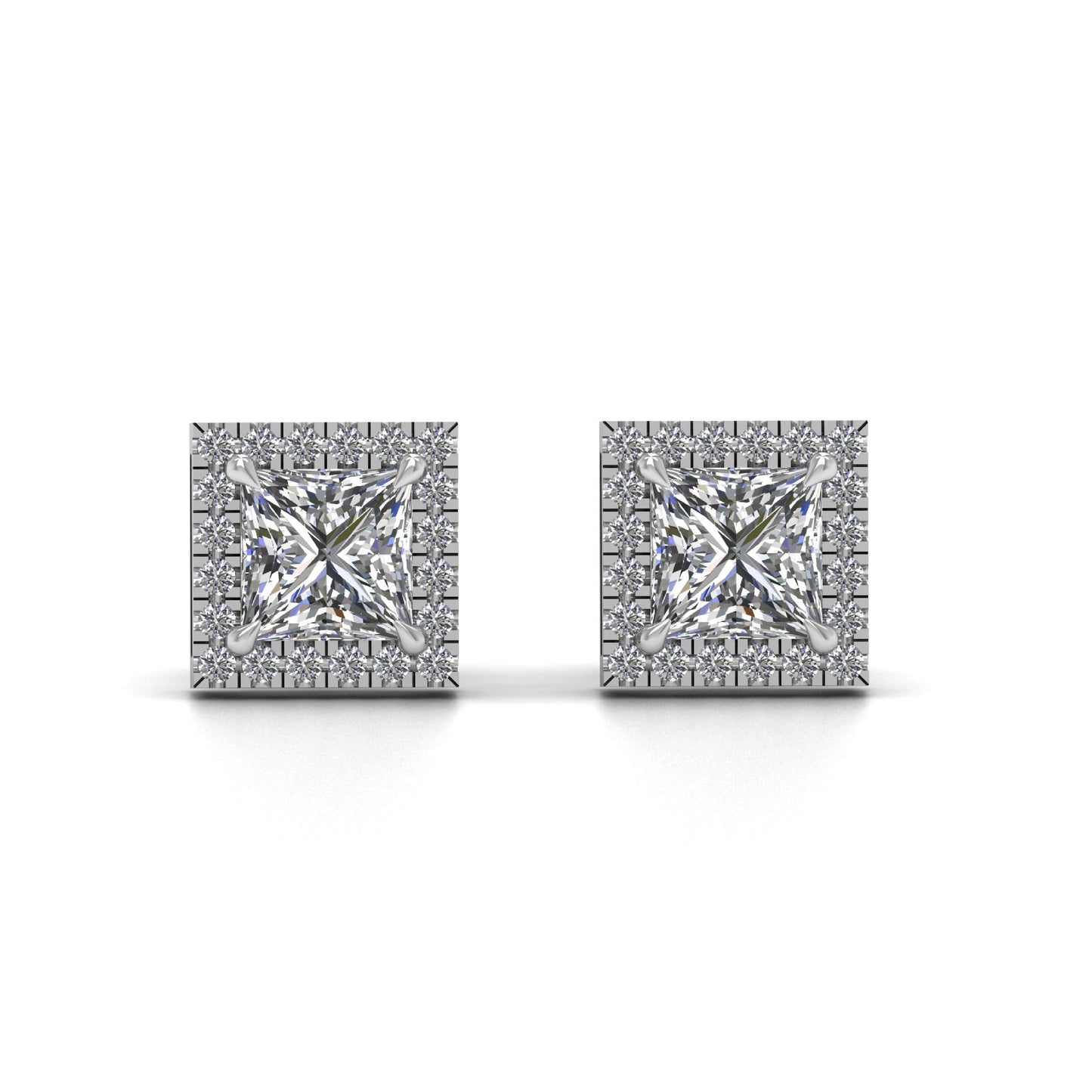 Princess Lab Lab Grown Diamond Stud Earrings With Halo
