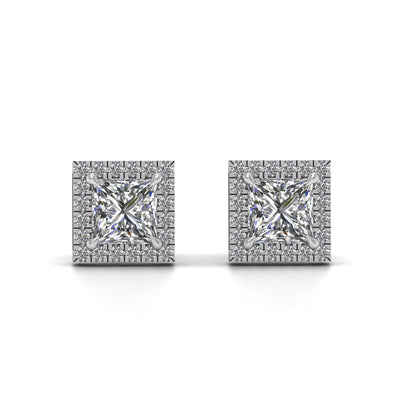 Princess Lab Lab Grown Diamond Stud Earrings With Halo
