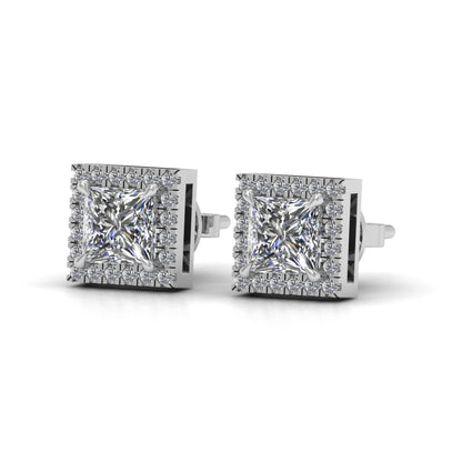 Princess Lab Lab Grown Diamond Stud Earrings With Halo