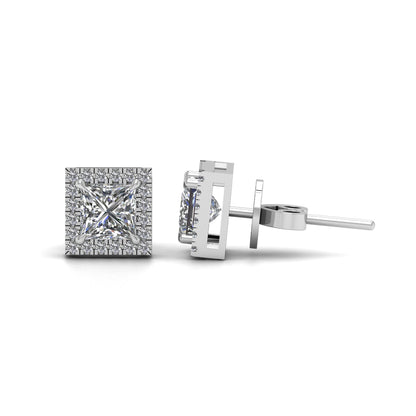 Princess Lab Lab Grown Diamond Stud Earrings With Halo