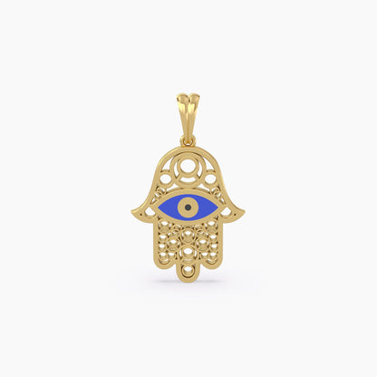 Fancy Hamsa Hand Gold Pendant