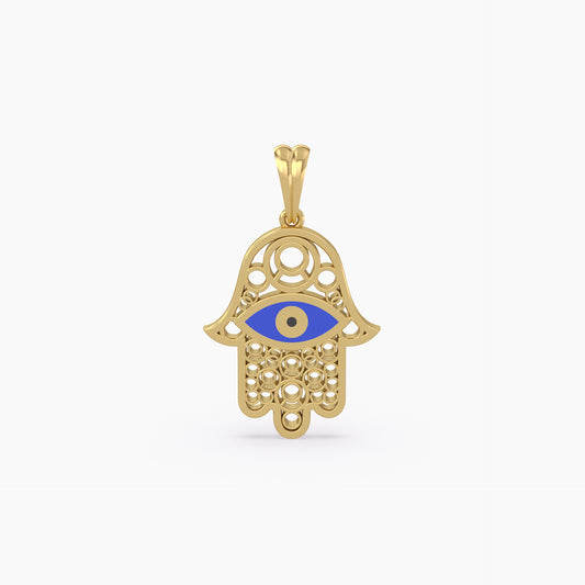 Fancy Hamsa Hand Gold Pendant