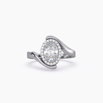 Oval Halo Curved Bypass Lab Grown Diamond Ring