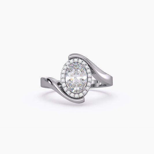 Oval Halo Curved Bypass Lab Grown Diamond Ring