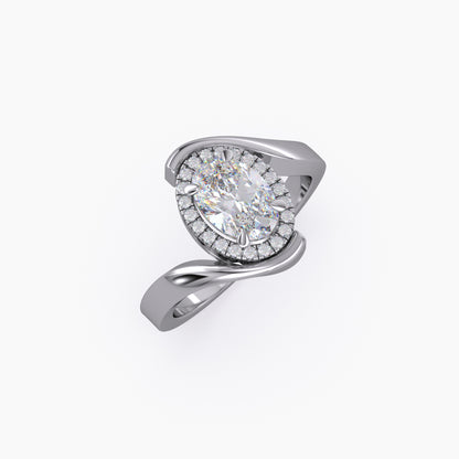 Oval Halo Curved Bypass Lab Grown Diamond Ring
