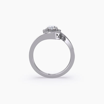 Oval Halo Curved Bypass Lab Grown Diamond Ring