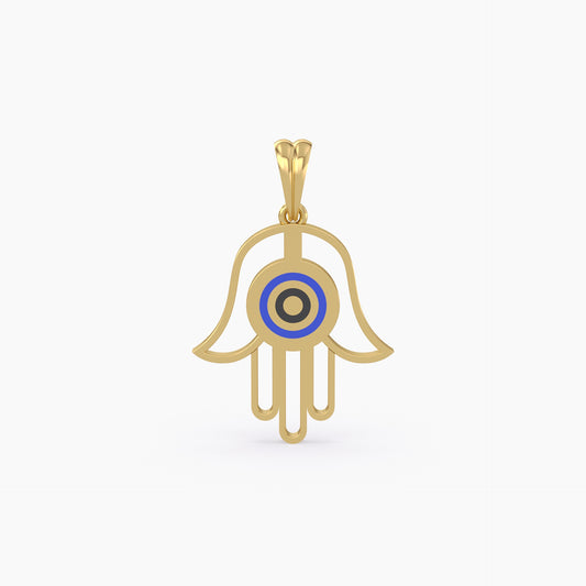 Real Gold Hamsa Hand Pendant