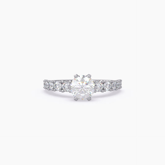 Round Shape Engagement Lab Grown Diamond Ring