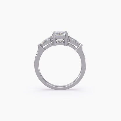 Three-Stone Emerald with Pear Side Stones Lab Grown Diamond Ring