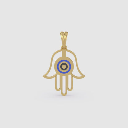 Real Gold Hamsa Hand Pendant
