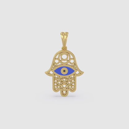Fancy Hamsa Hand Gold Pendant