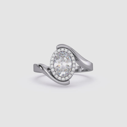 Oval Halo Curved Bypass Lab Grown Diamond Ring